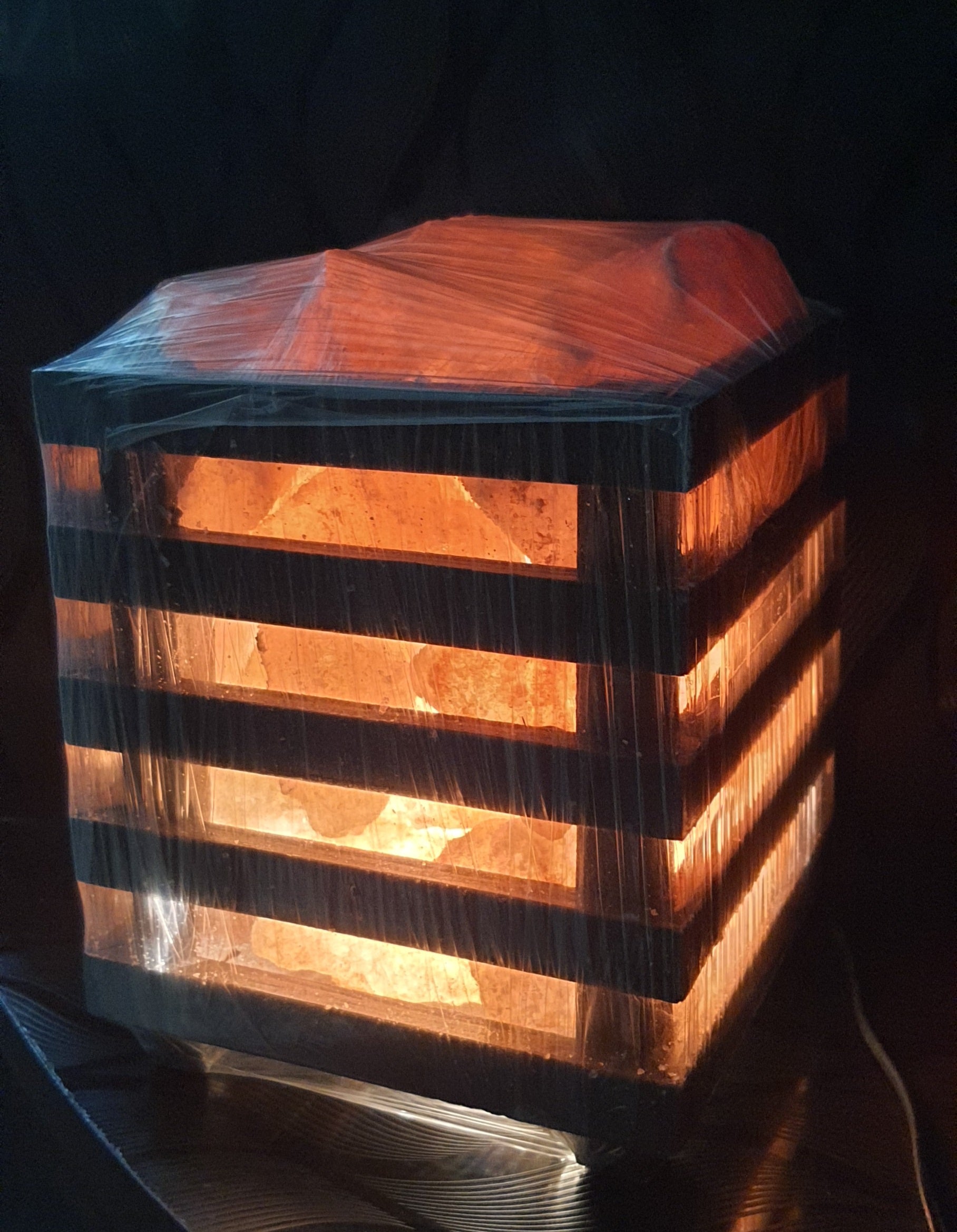 Natural Rock Salt Lamp (with wooden frame)